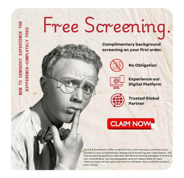 Free complimentary background screening on your first order